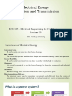 Electrical Energy Generation and Transmission: ECE 105 - Electrical Engineering For Civil Engineers