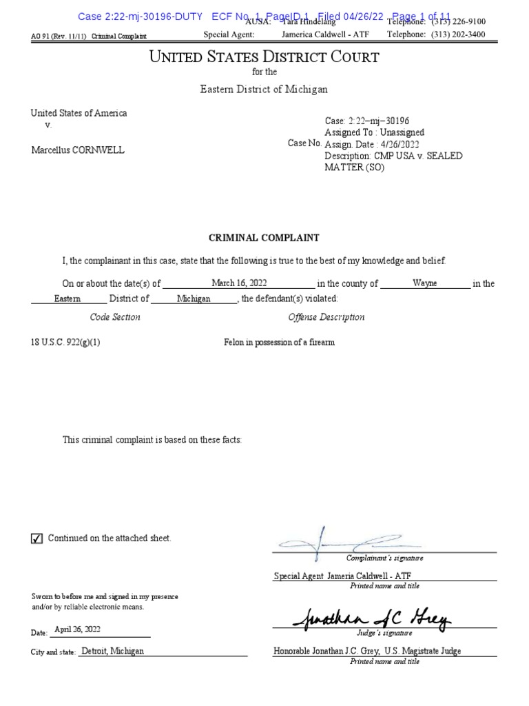 Marcellus Cornwell Marijuana Vending Machine Complaint PDF Bureau