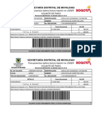 Secretaría Distrital de Movilidad: para Garantizar Óptima Lectura Imprimir en LÁSER Volante de Pago