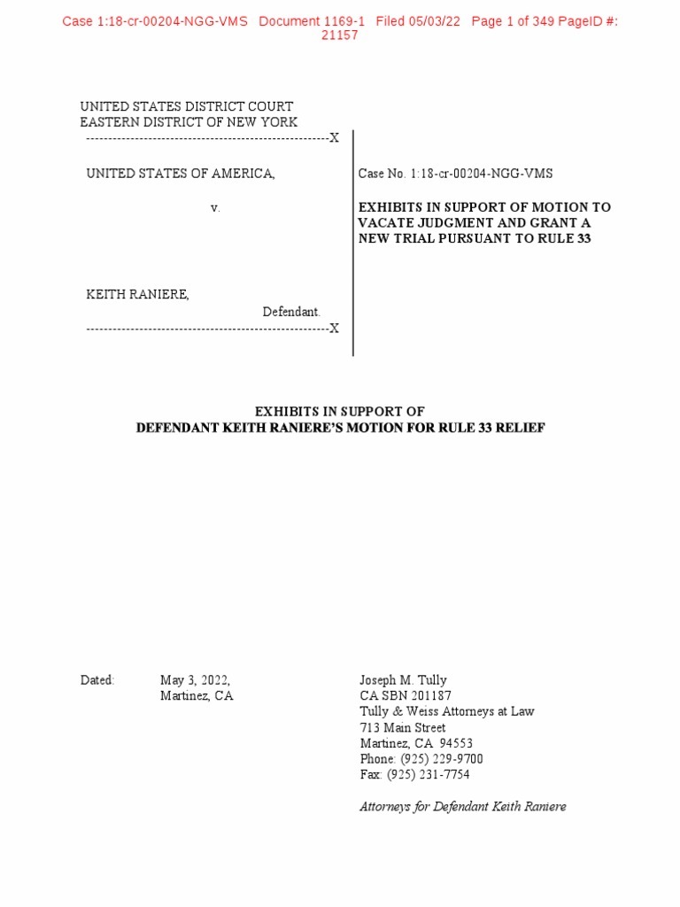 Exhibits For Raniere Rule  FBI Tampering Motion   PDF   Special