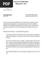 John Roberts Statement On Supreme Court Leak