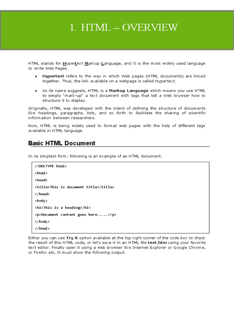 HTML Tutorial | PDF | Html Element | Html