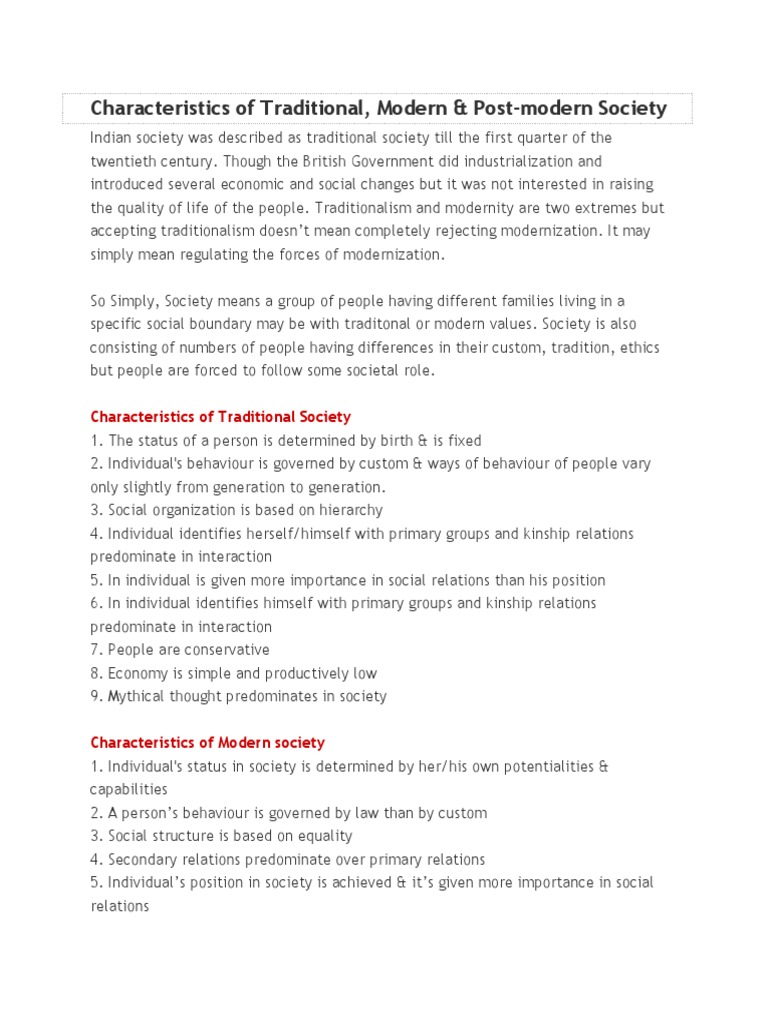 Characteristics of Traditional Society | PDF | Social Science