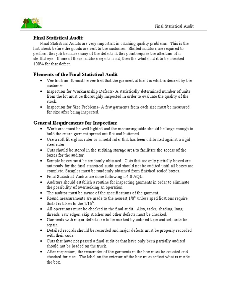 Garment Inspection Criteria Codes PDF Seam (Sewing) Audit