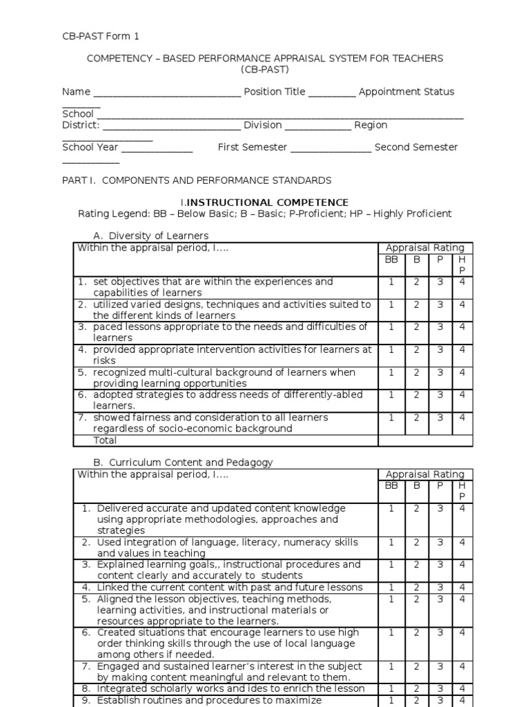 CB PAST For Teachers | PDF | Educational Assessment | Learning