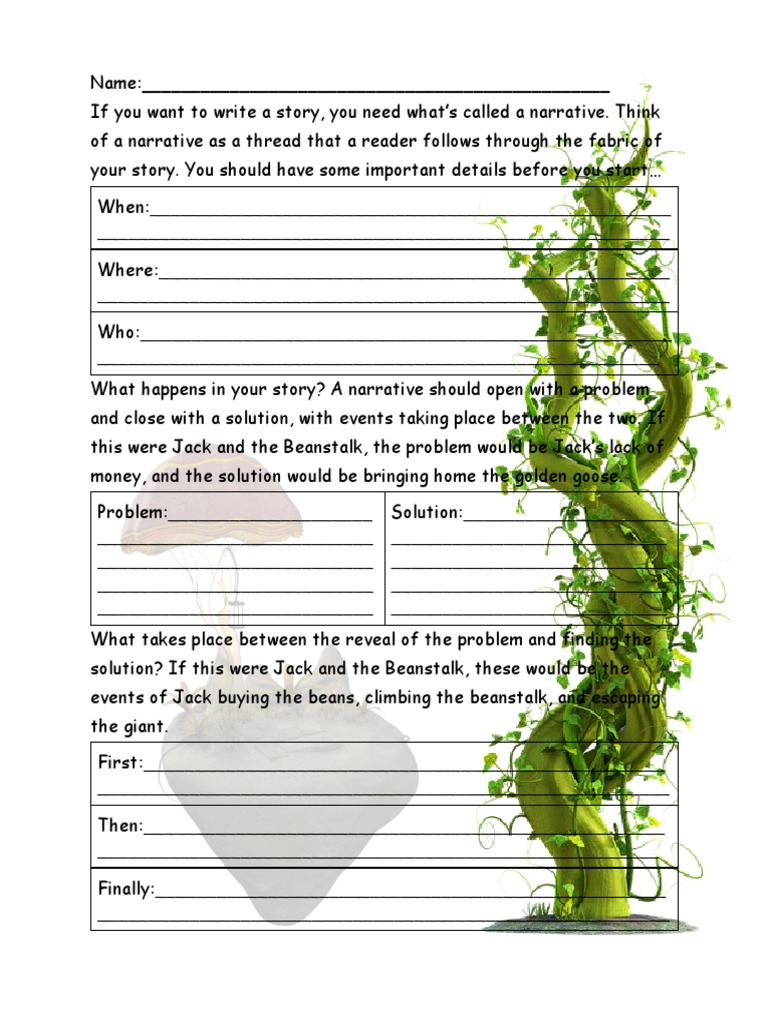 Narrative Writing Graphic Organizer PDF Jack And The Beanstalk