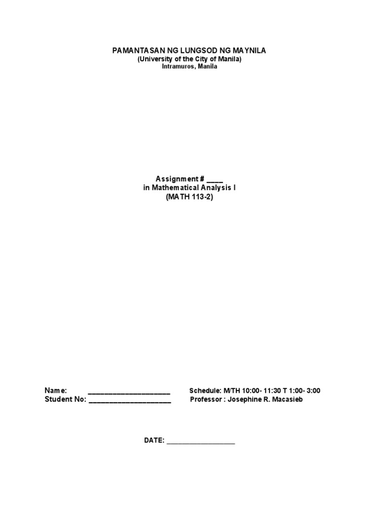 Mathematical Analysis I Assignment Format | PDF | Career & Growth