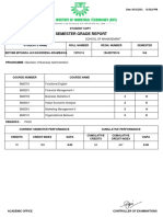 Semester Grade Report: School of Management