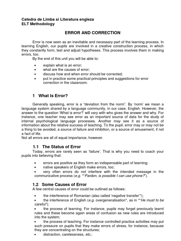 Methodology Error and Correction | PDF | Error | Attention