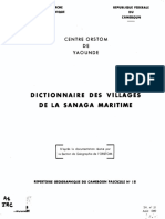 Dictionnaire Des Villages DE La Sanaga Maritime: Centre Orstom DE Yaounde