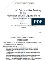 Barriers and Opportunities Relating To The Production of Coal Liquids and Its Environmental Issues