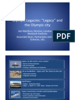 Olympic Legacy Symposium Legacy, Strategies and Policies