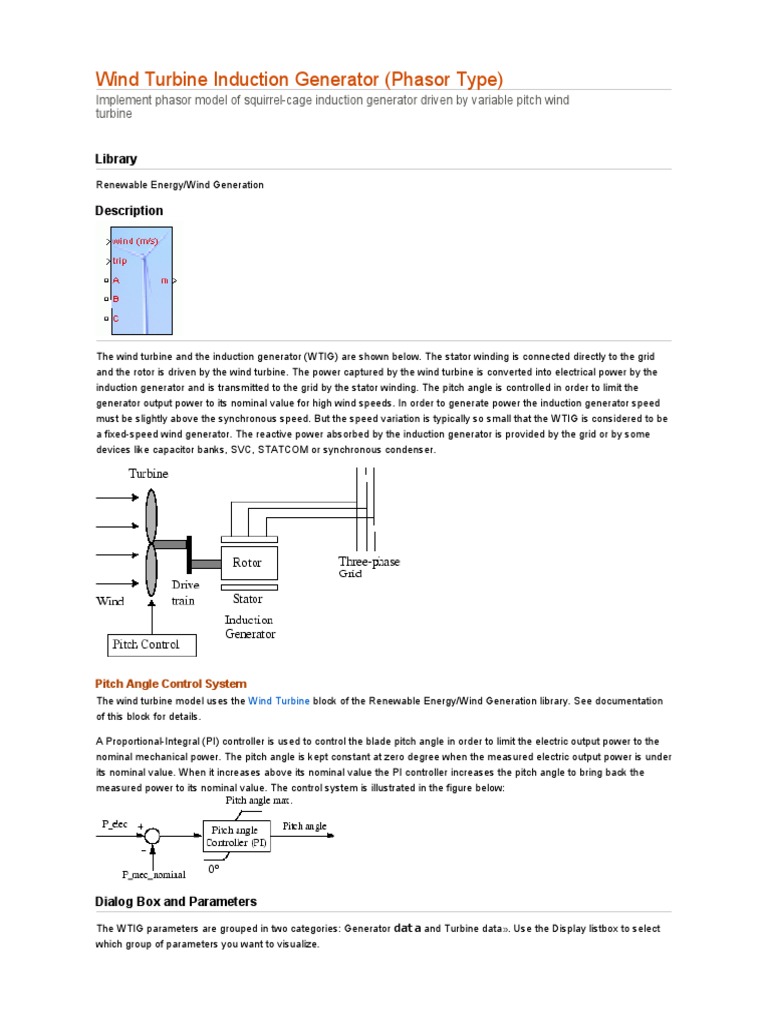 Wind Turbine Induction Generator (Phasor Type) | PDF | Electric ...