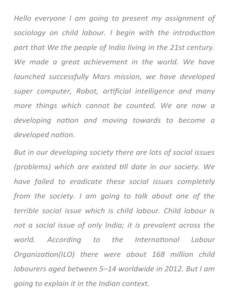 Sociology Presentation PDF Child Labour Labour Economics