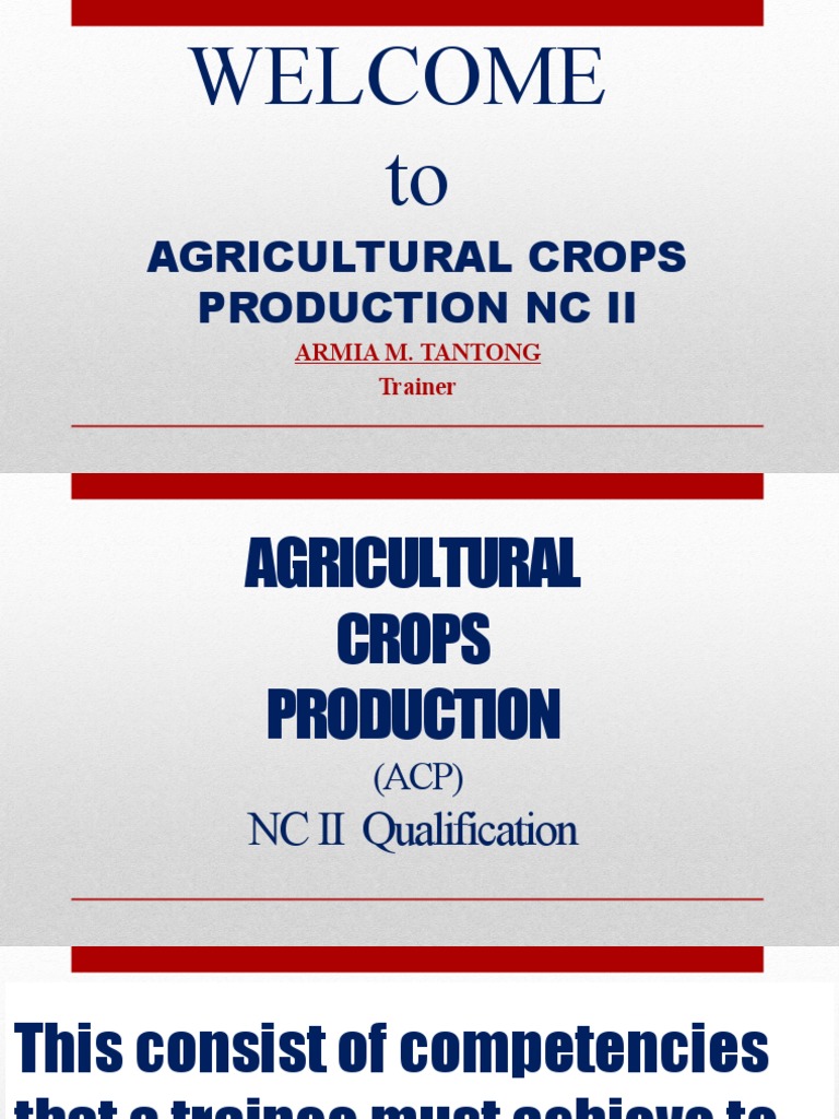 To Agricultural Crops Production NC Ii PDF Educational