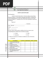 Survey Questionnaire: Statement Always Sometimes Often Never