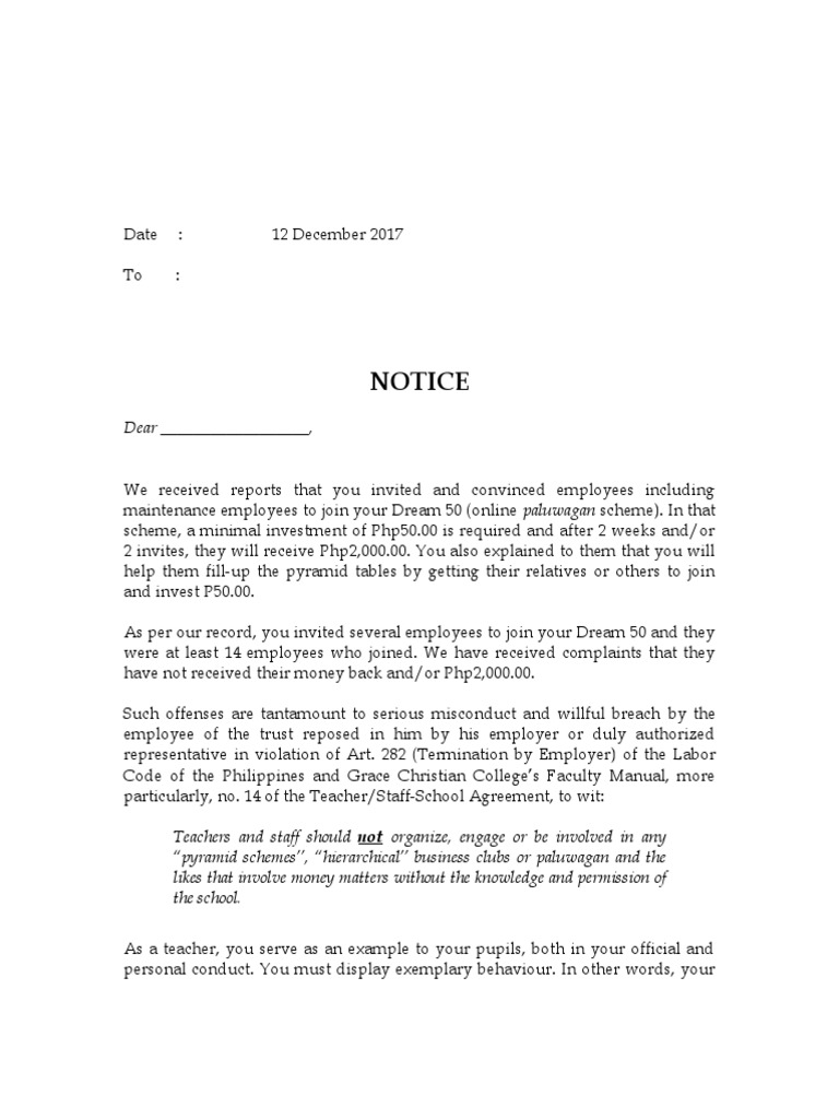 First NoticeWith Preventive Suspension PDF Employment Government