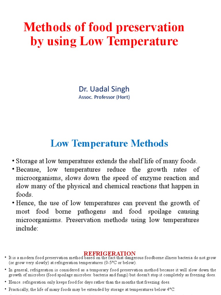 Low Temperature Food Preservation Methods | PDF | Food Preservation | Foods