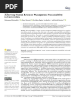 Achieving Human Resource Management Sustainability in Universities