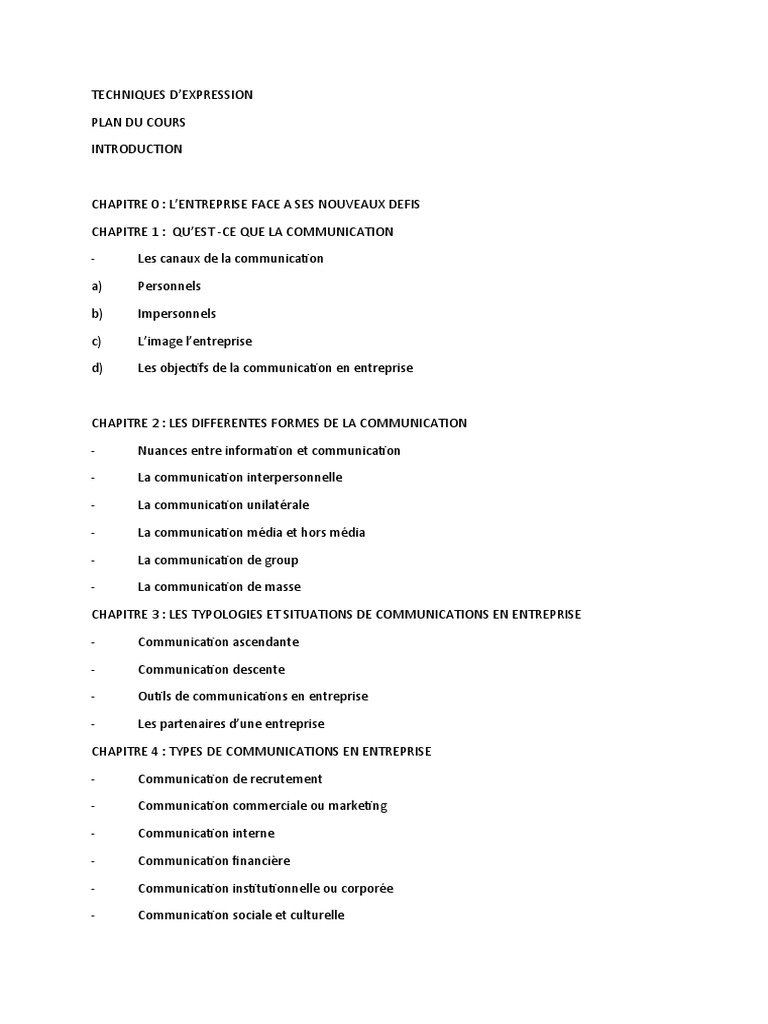 Techniques de Communication en Entreprise | PDF | la communication ...