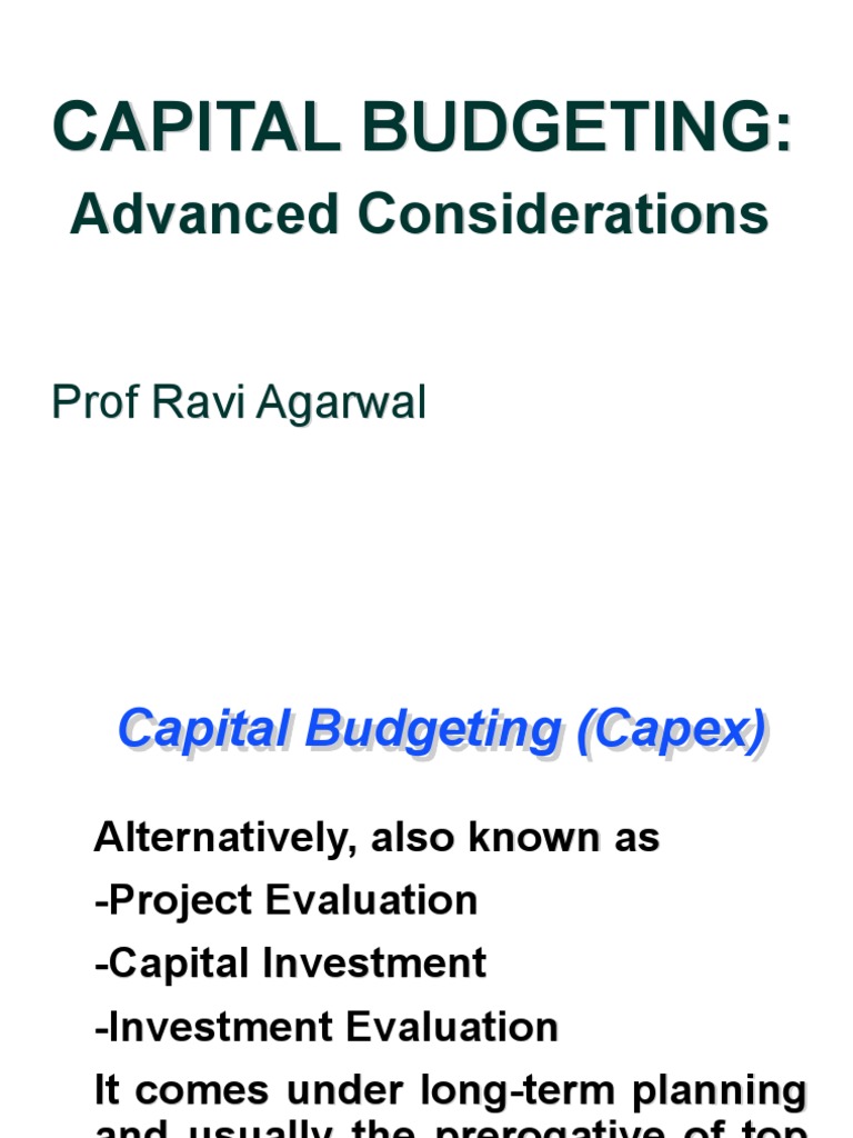 Advanced Capital Budgeting Insights | PDF | Cost Of Capital | Capital ...