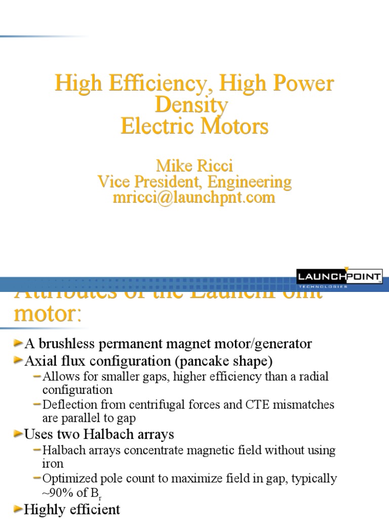High Efficiency, High Power Density Electric Motors PDF Electric Motor Electric Power