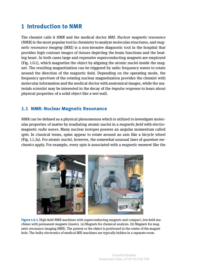 1 Introduction To NMR | PDF | Nuclear Magnetic Resonance | Relaxation (Nmr)
