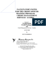 Facilitator'S Notes For The Credit Officer Training Program: Credit Management Services - Zambia