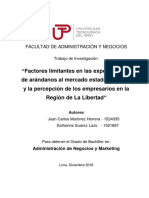 Factores Limitantes en Las Exportaciones de Arándanos Al Mercado Estadounidense y La Percepción de Los Empresarios en La Región de La Libertad