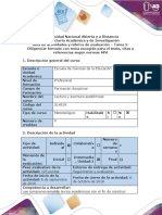 Guía de Actividades y Rúbrica de Evaluación - Tarea 2 - Diligenciar Formato Con Tema Escogido para El Texto, Citas y Referencias Según Normas APA