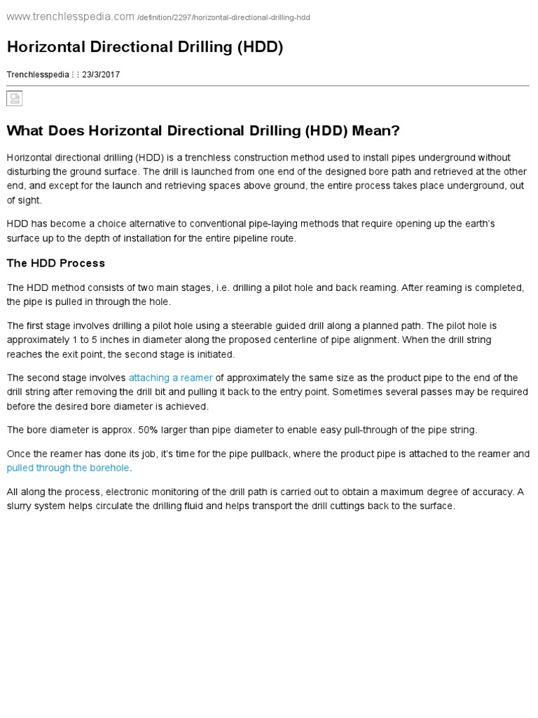 HDD process trenchless construction method | PDF