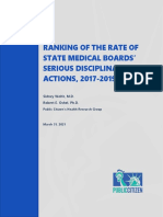 Public Citizen Report: Ranking of The Rate of State Medical Boards' Serious Disciplinary Actions