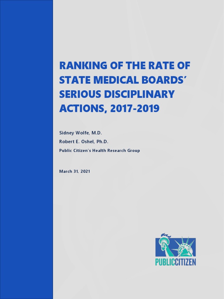 Public Citizen Report Ranking of The Rate of State Medical Boards