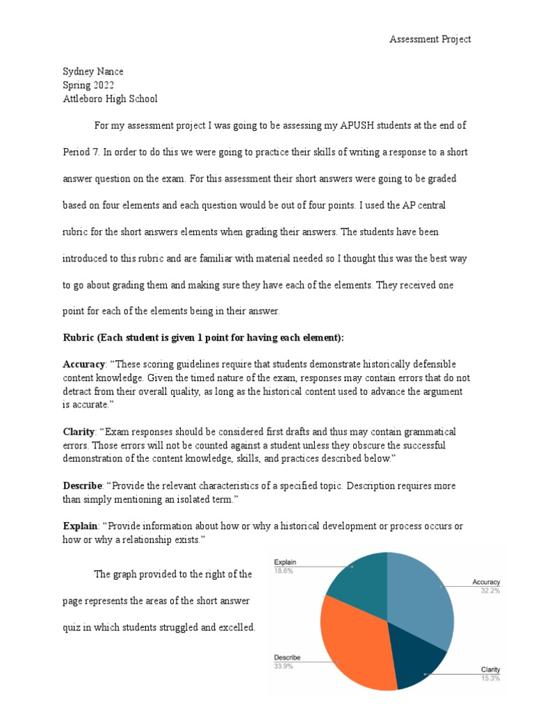 Assessment Project Apush Saq PDF Rubric (Academic) Test (Assessment)