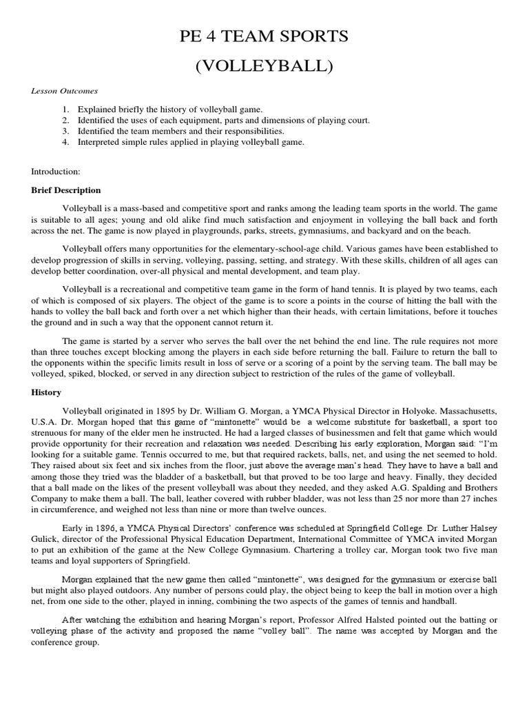 Volleyball Handouts 2021 1 Pdf