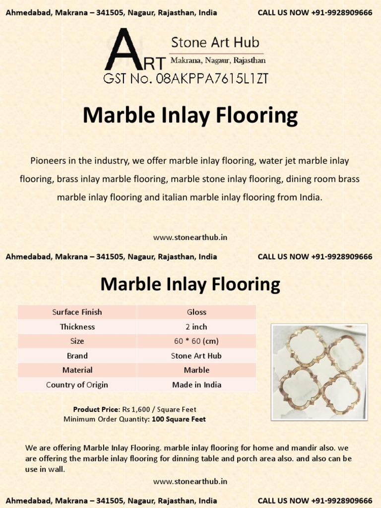 Marble Inlay Flooring - Stone Art Hub | PDF | Flooring | Marble