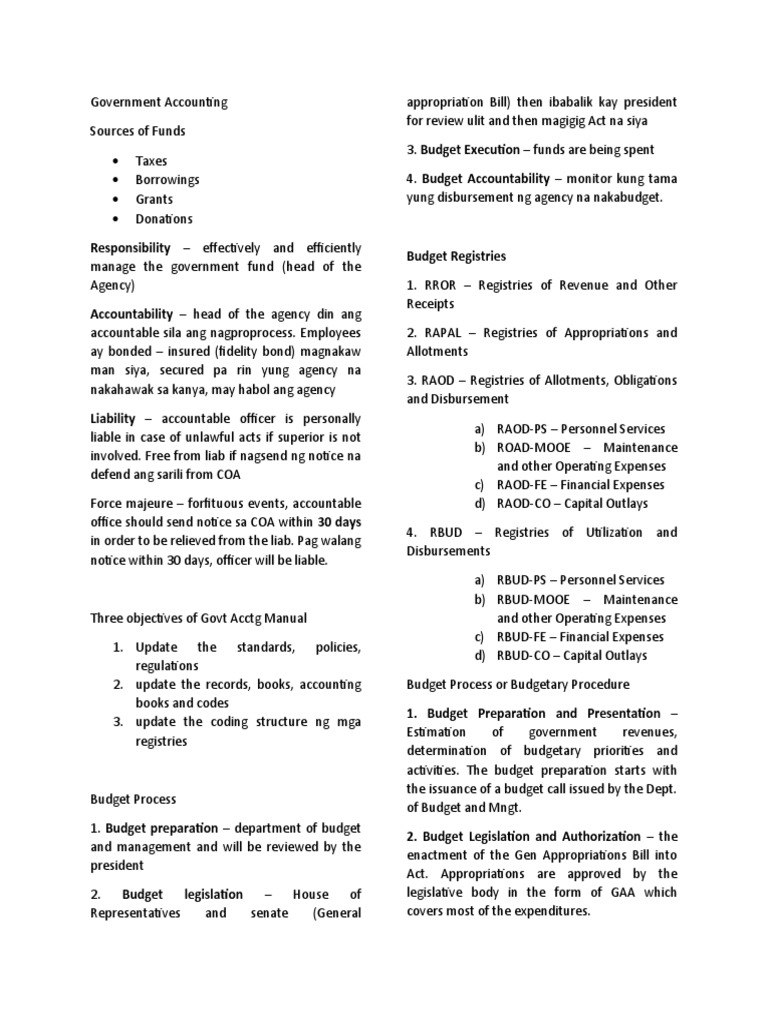 Government Accounting Procedures Overview | PDF | Budget | Government