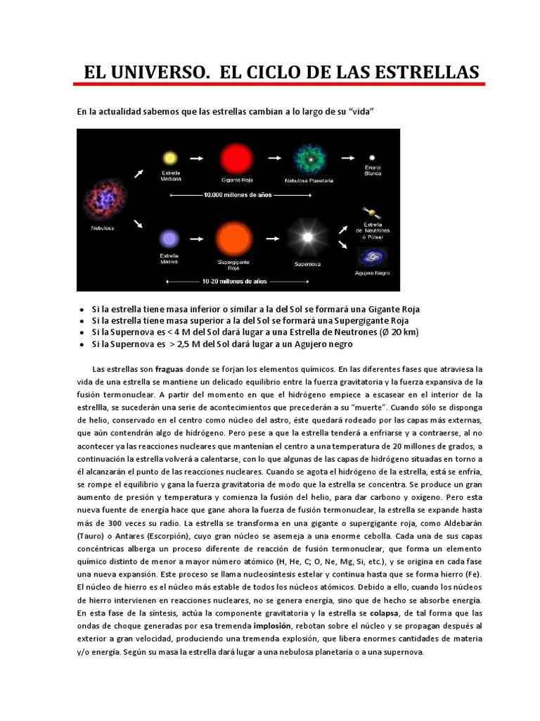 Lectura La Vida de Las Estrellas | Descargar gratis PDF | Estrellas ...