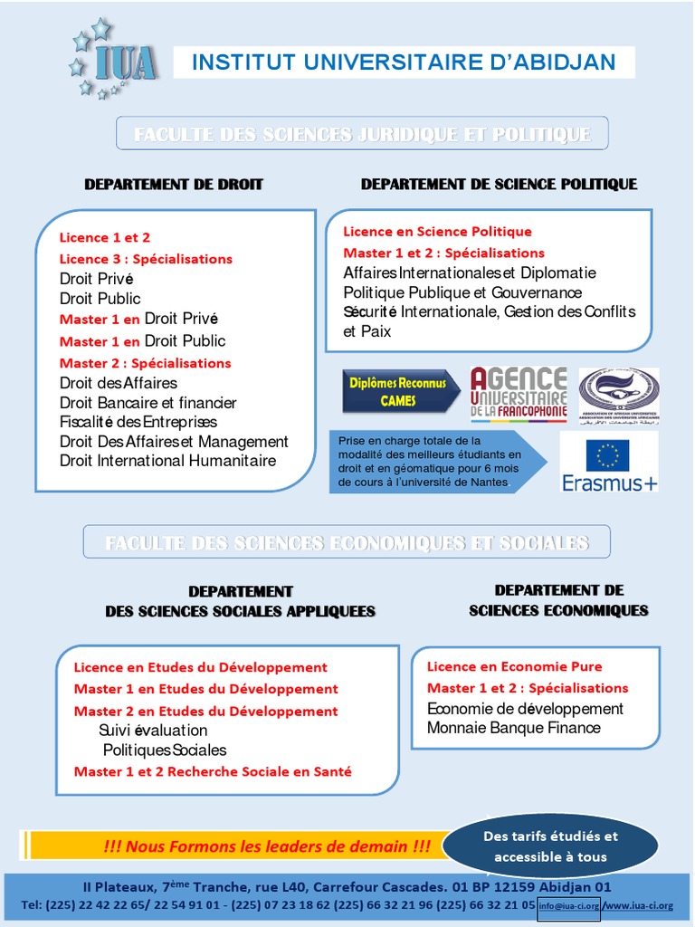 Formations En Droit L IUA Abidjan PDF Business Commercialisation