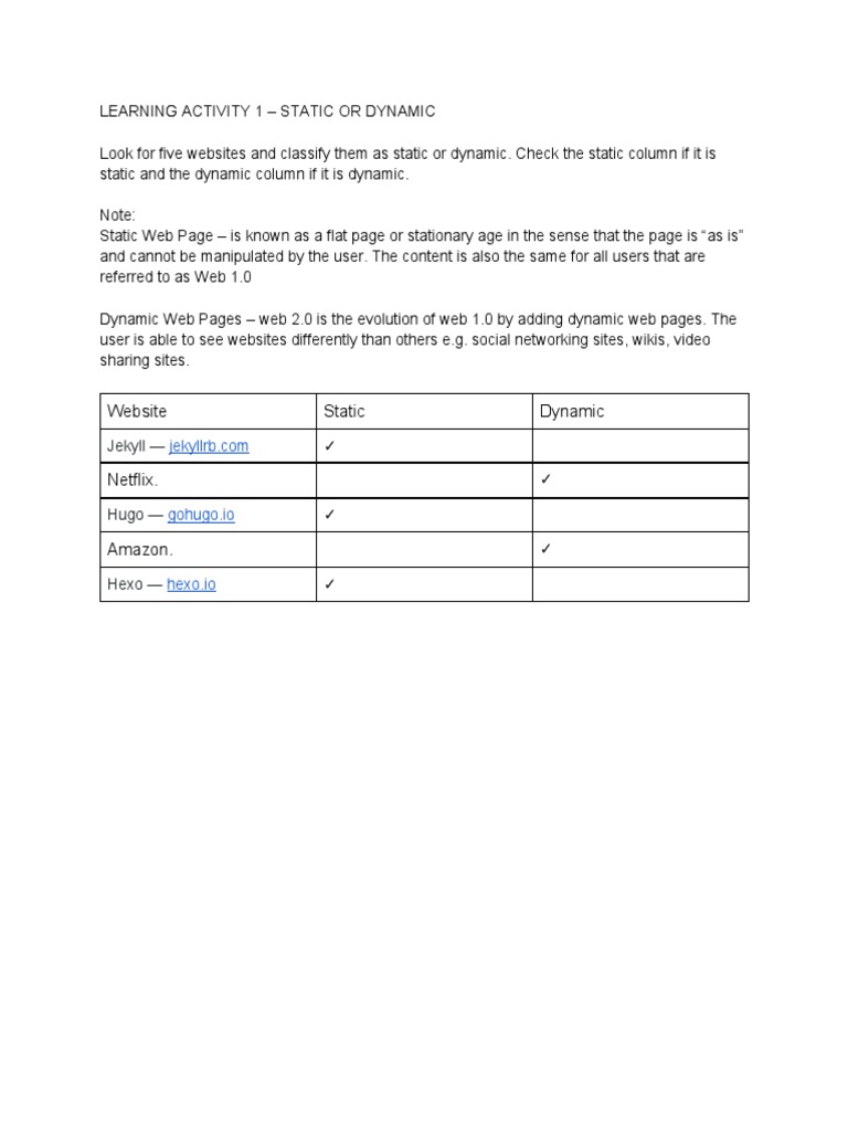 Static or Dynamic | PDF