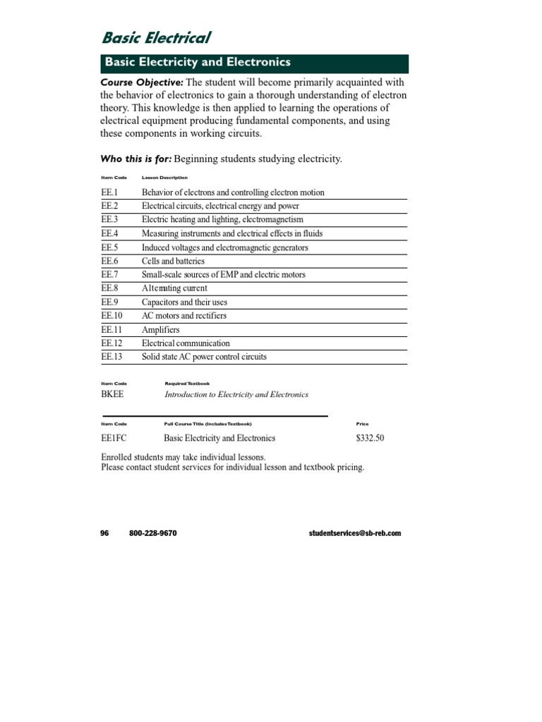 Basic Electricity and Electronics Course | PDF | Computers