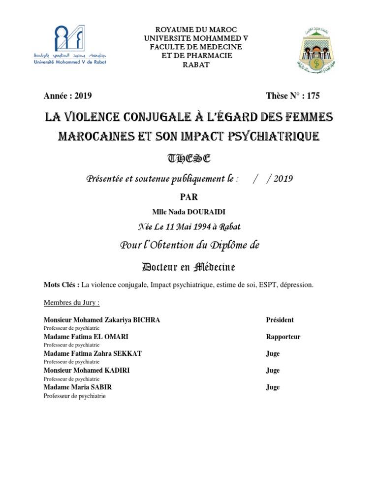 Impact de la violence conjugale au Maroc | PDF | La violence | Suicide