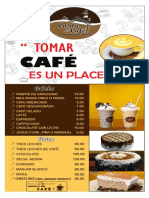 Cafe menu with drinks, desserts and meals