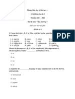 TH I Gian Làm Bài: Phút: A. in B. On C. For D. of