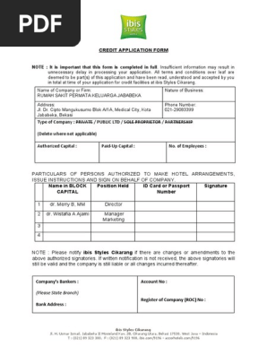 Credit Application Form 2022