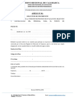 Solicitud de inscripción CAS Dirección Regional de Educación Cajamarca