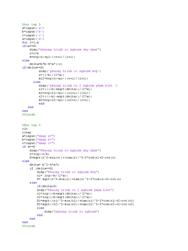 Bai Tap Matlab | PDF