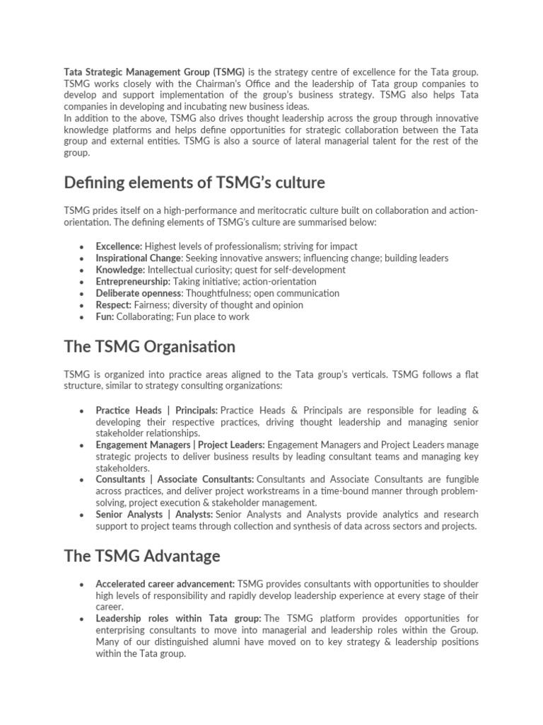 Tata Strategic Management Group Overview | PDF | Strategic Management ...