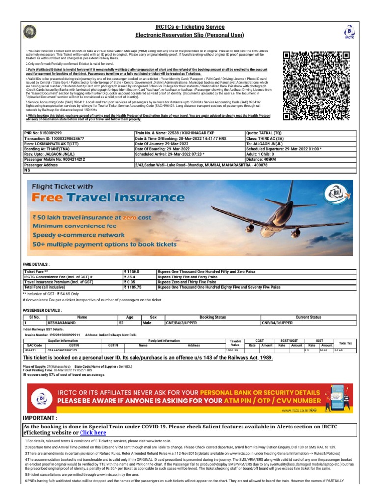 IRCTC e-Ticketing Guidelines and Details | PDF | Identity Document ...