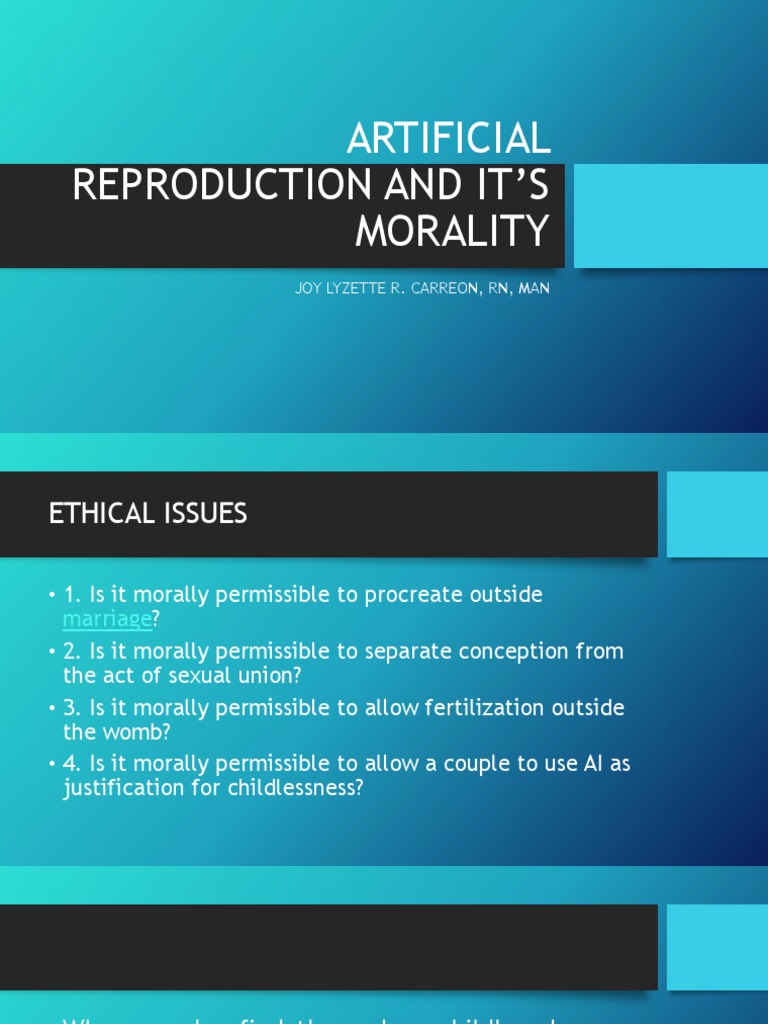 Vii. Artificial Reproduction and Its Morality PDF In Vitro